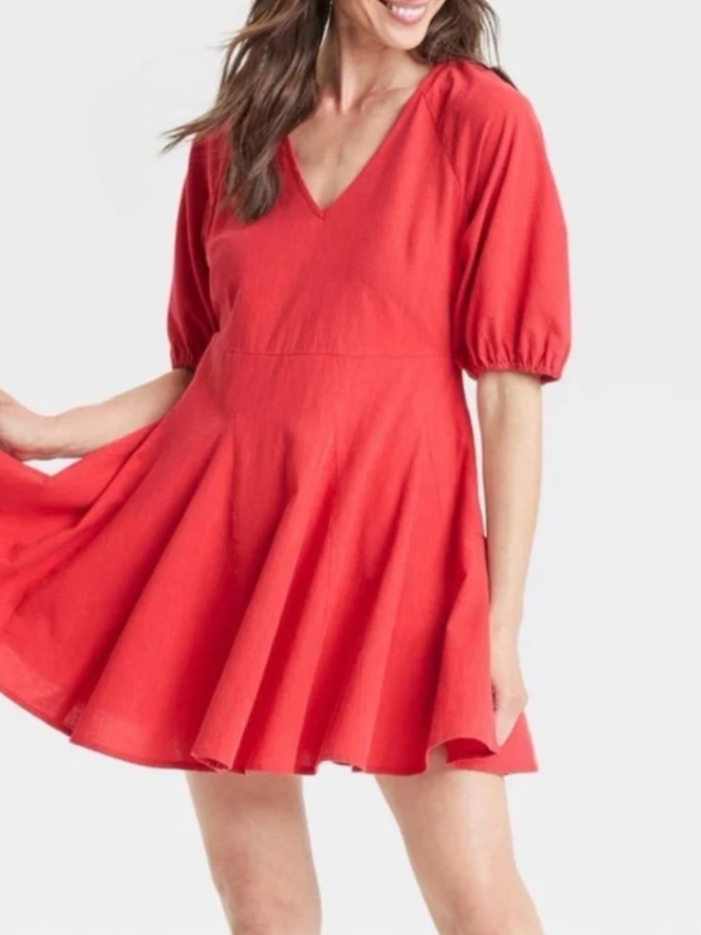 NEW Target Universal thread women’s red linen blend a-line dress size MEDIUM